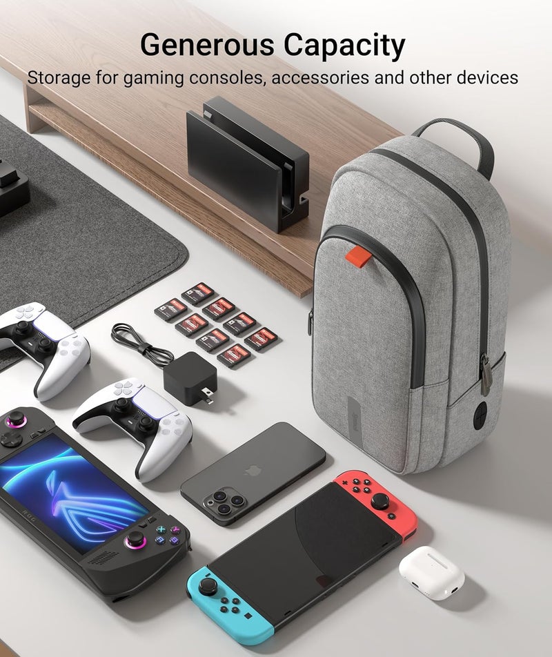 Syntech Carrying Case Compatible with Steam Deck OLED/ROG Ally X/ROG Xbox Ally X/Legion Go S/Nintendo Switch 2/PS Portal, Portable Travel Sling Bag for Consoles & Accessories with Large Storage, Gray - Image 2